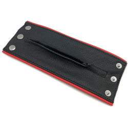 The Red Poignet bracelet de force en cuir - Noir/Rouge avec zip 